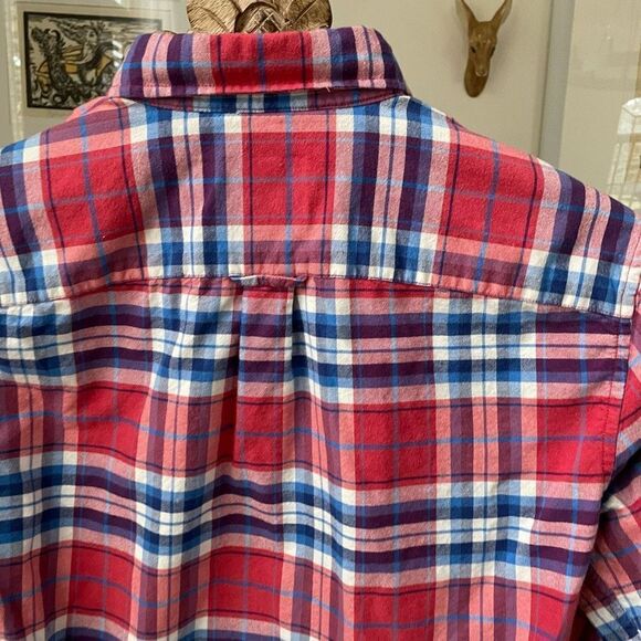 American Eagle Red Plaid Cotton Button Down Shirt XS - Picture 5 of 8